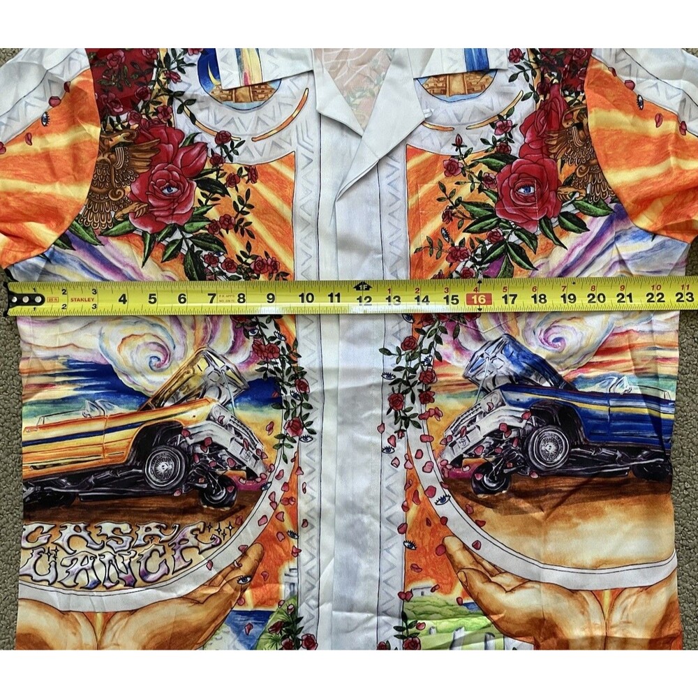 Casablanca Low Rider Silk Shirt Mens L Short Sleeve Camp Collar Made Italy - Picture 6 of 8